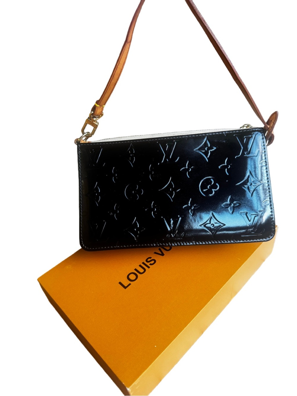Louis Vuitton Authentic Accessories Pouch Lexington Black Vernis + LV Box
